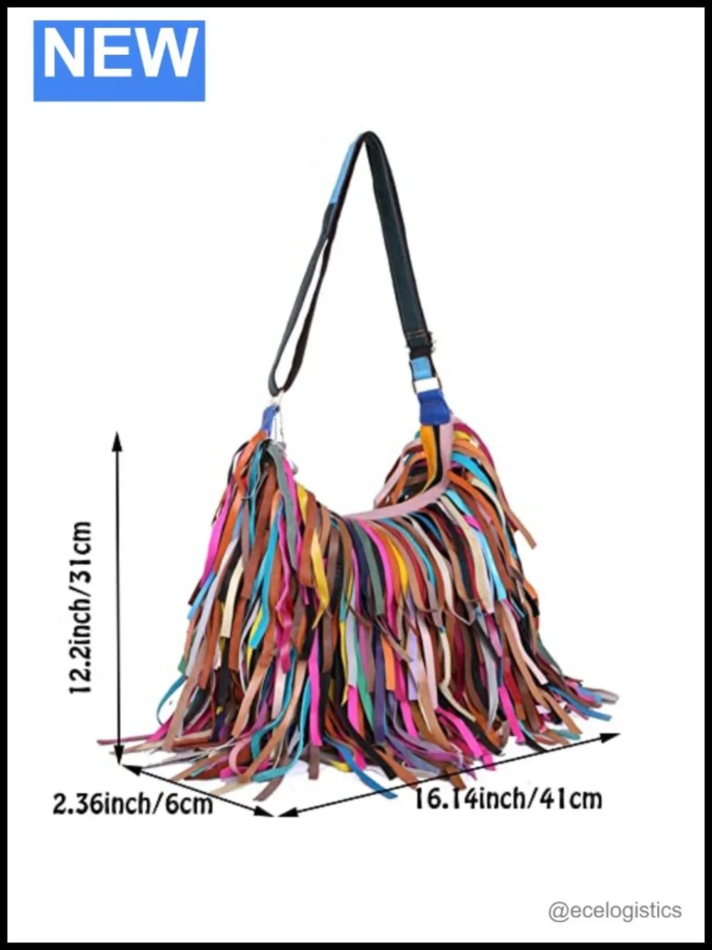 Genuine Sheepskin Patchwork Hobo Bag Tassel Shoulder Tote